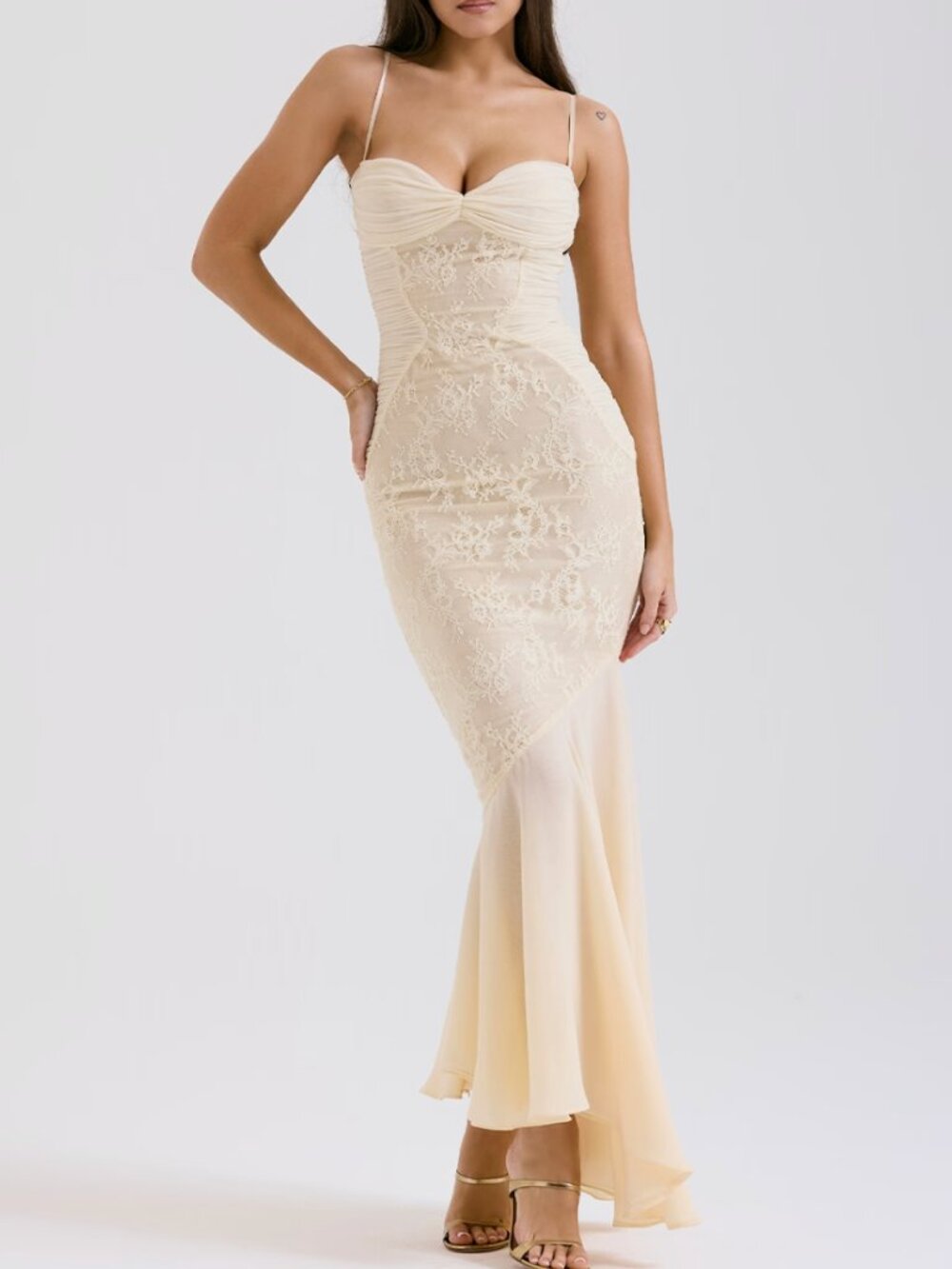 House of CB Felicia Dress in Macadamia Size M Bigger Cup